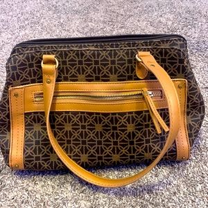 Brown and tan 2 strap shoulder bag